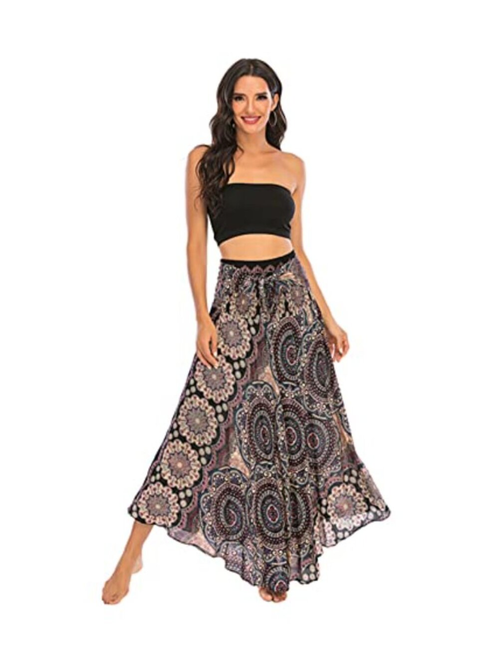 Women's Bohemian Maxi Dress Skirt Cover-Up Halter Floral Rayon